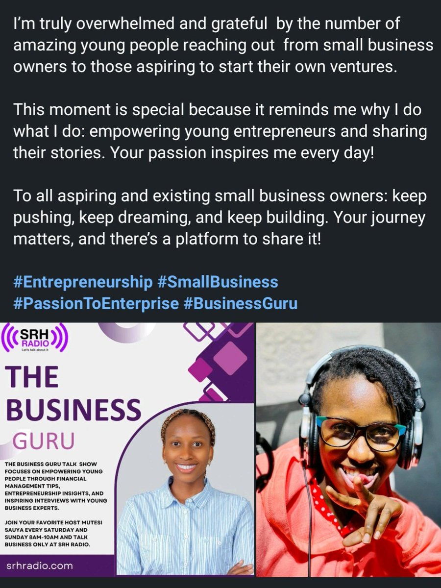 MutesiSauya1's tweet photo. Started unsure, now building momentum!  The Business Guru Show is finding its rhythm, and the journey is only getting better. #TheBusinessGuru #GrowthInProgress
@srhradio 
@EjoyatUg https://t.co/jTrivLBjBw