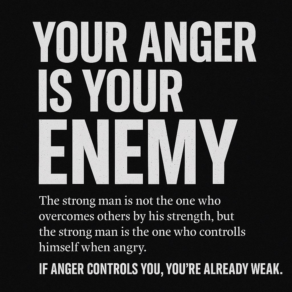 🔥 Your worst enemy isn’t outside. It’s your rage inside.
The Prophet ﷺ said: “The strong man is the one who controls himself when angry.”

If anger controls you, you’re already weak.

📌 Save this reminder.
💬 Tag a brother.
❤️ Share it to your story.

#islamic