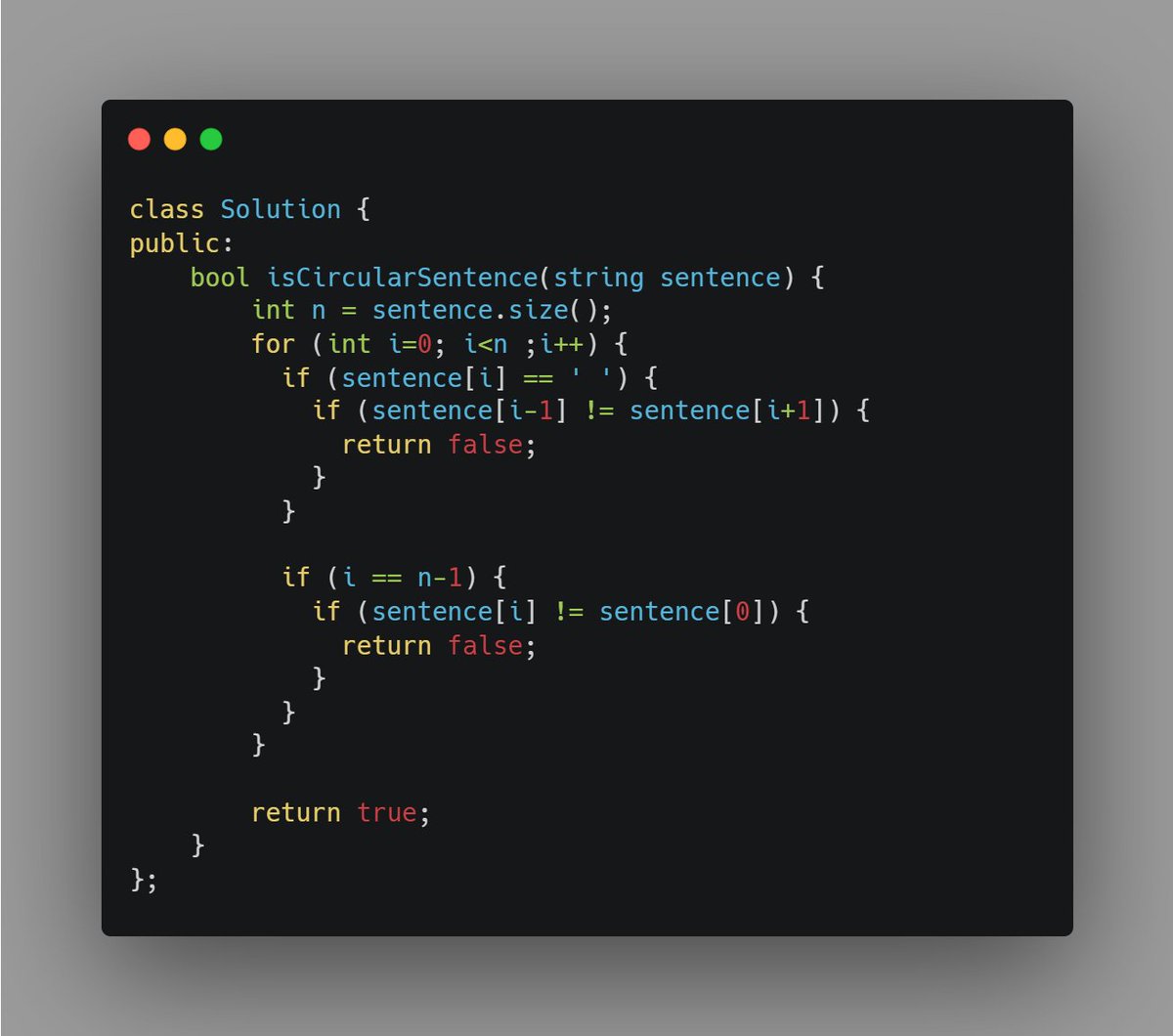 ifaldziah's tweet photo. Day 238 of #OneDayOneLeetCode | Easy
Looping string, tiap nemu white space cek karakter sebelum sama sesudah nya sama atau ngga, kalau beda langsung return false, cek juga buat karakter terakhir & awal harus sama.
https://t.co/dUwV6NXsXs
#DailyLeetCodeChallenge https://t.co/0f2AlSc18Z