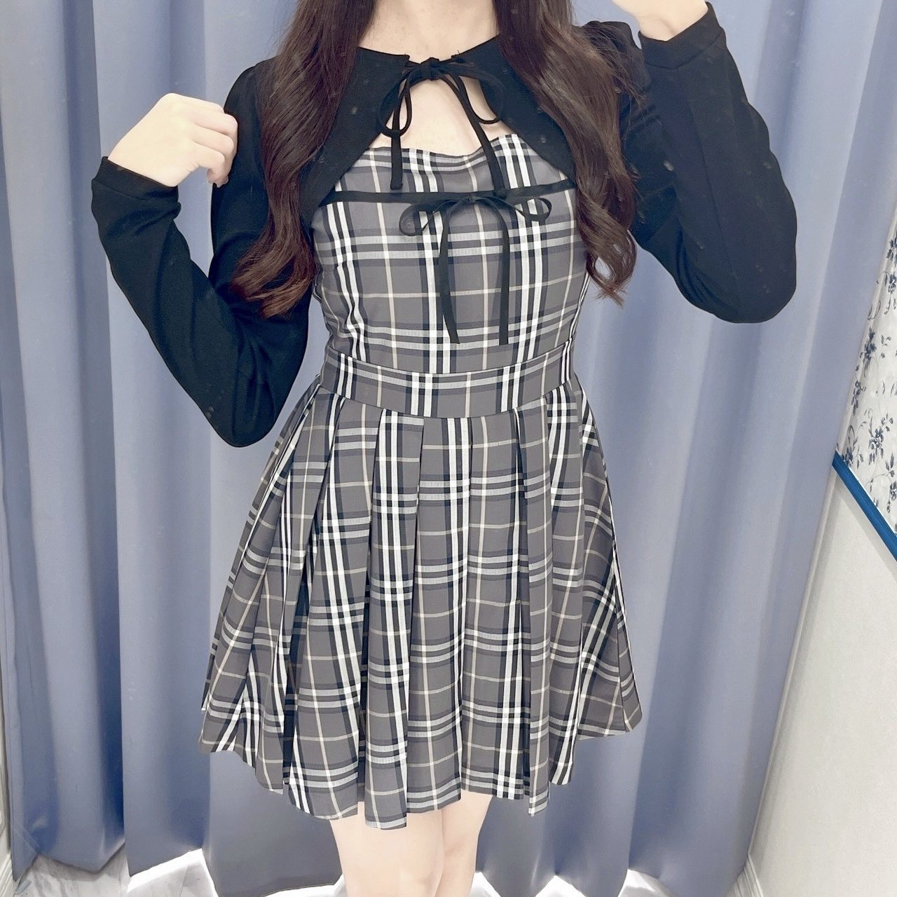 大人気　千鳥シフォンキャミワンピース　evelyn 千鳥シフォンキャミワンピース evelyn - メルカリ