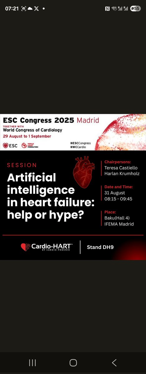 HyGeiaOrg's tweet image. Join the FIRST female cardiology chair for @RoySocMed and Ai in Medicine advocate this morning 
#ESCCongress #WCCardio #AIinCardiology #HeartFailure #DigitalHealth #CardioHART