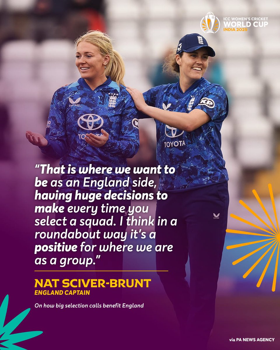 England won’t be shying away from making big calls, says skipper Nat Sciver-Brunt 🗣

More on their #CWC25 squad 👉 icc-cricket.com/news/sciver-br…