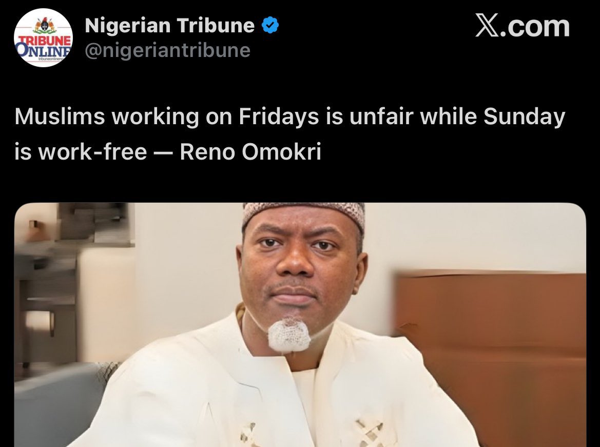 We refuse to be distracted by this mouth for hire, we didn't ask him to speak for us. We Muslims are perfectly fine with working on Fridays! 

I warn Reno to stop using our religion for political nonsense he's doing, we are familiar with his game, and we refuse to be deceived!