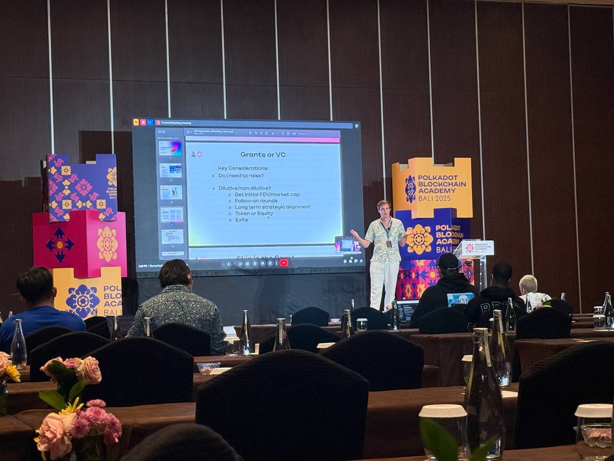 Grants or VC — that is the question! 

Teaching session at the <a href="/AcademyPolkadot/">Polkadot Blockchain Academy</a> in Bali. Great questions and engagement from all the PBA students, who are building cool stuff on <a href="/Polkadot/">Polkadot</a>