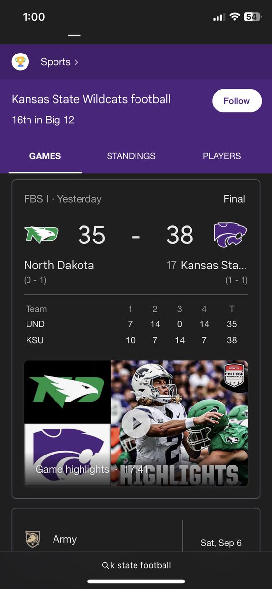 STRUGGLE WIN OF THE WEEK:
Our first one of the year goes to K State. A back and forth game in which both teams deserved to win. With a loss and a last second scary win, is K State legit to win the Big 12 title? Long way to go but these first 2 games have not been ideal.

🧵