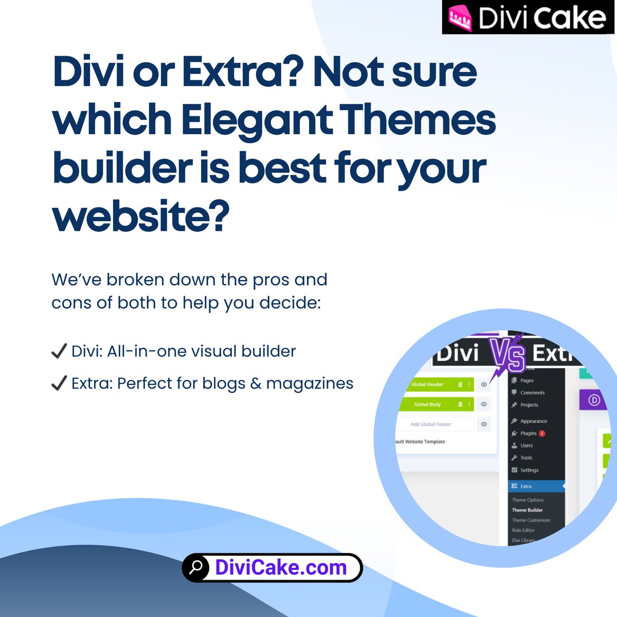 divicake's tweet image. Divi vs Extra — which should you choose?
✨ Divi Best for visual design flexibility
✨ Extra Ideal for content-heavy blogs
Compare the features side-by-side 👉 divicake.com/blog/divi-vs-e… #DiviVsExtra #DiviTheme #ExtraTheme