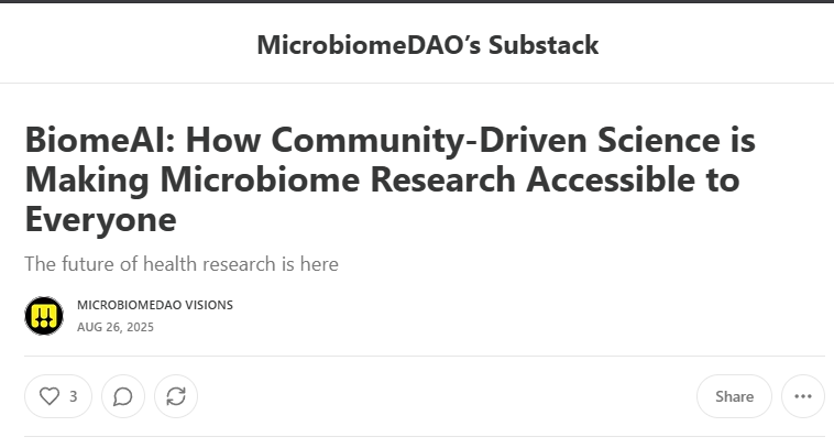 🌍<a href="/BiomeAI/">BiomeAI</a> is making microbiome research accessible to EVERYONE!🌍

 No more $80-$4K testing barriers—join the community, earn $BIOMES, and unlock cutting-edge gut health insights! 🧬💸 #Web3 #healthTech 

🔍 Why it slaps: BiomeAI’s AI translates complex microbiome data into