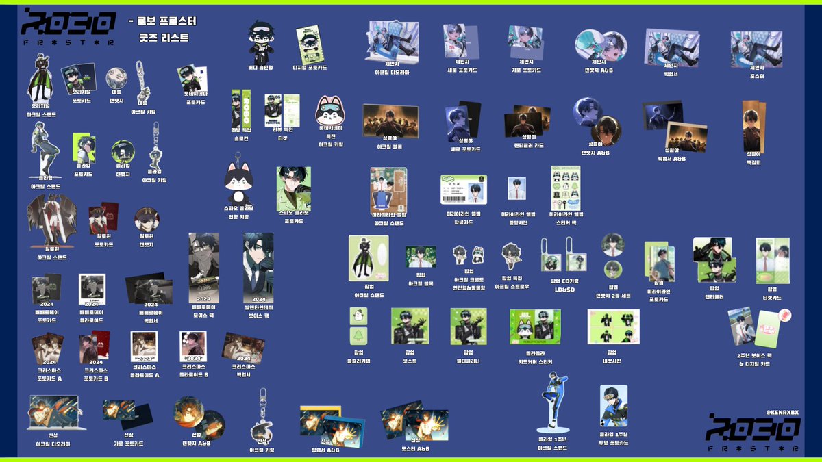 스코시즘 로보 프로스터 
굿즈 리스트

플라잉1주년 굿즈까지 넣어서 
굿즈리스트 제작했습니다!
자유롭게 사용해주시고
굿즈 추가될때마다 자유롭게 수정해서
사용하셔도됩니다 ☺️
빠진 부분있으면 디엠해주세요
