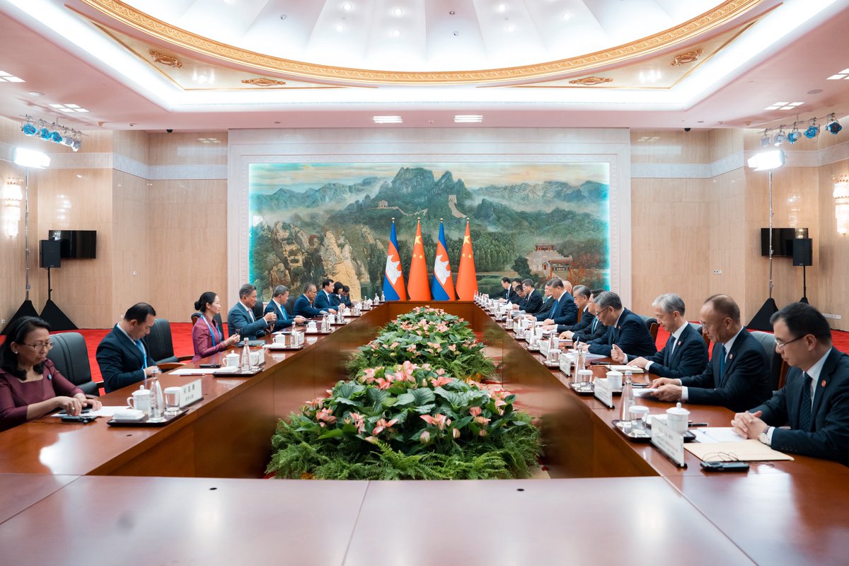 #Cambodian Prime Minister Hun Manet met with Chinese President Xi Jinping in the port city of Tianjin on Saturday, where he was attending the Shanghai Cooperation Organization (SCO) Summit 2025. According to the official Facebook page of PM, China expressed support for the
