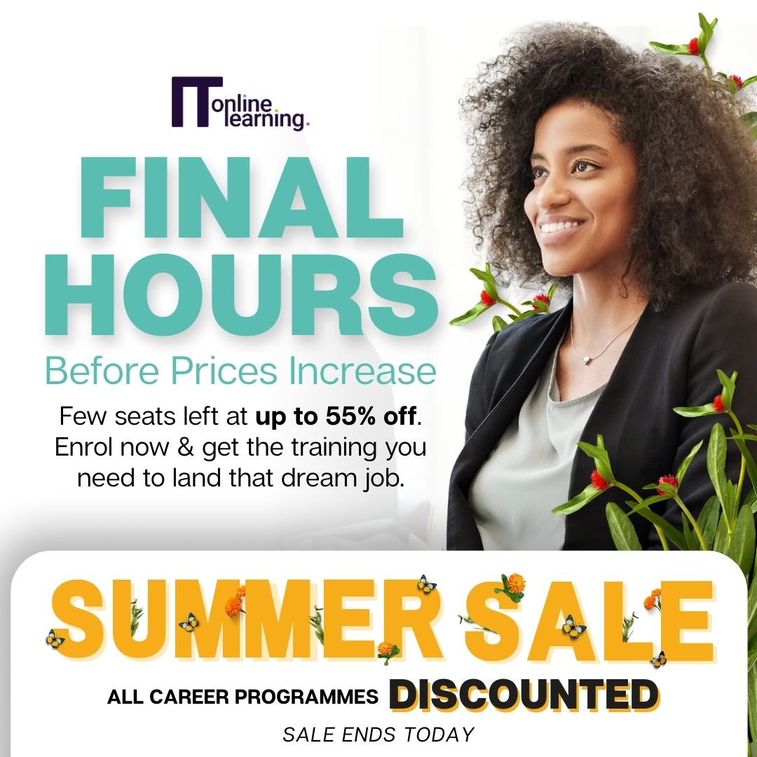 IT_PM_Training's tweet image. Final hours to save up to 55%.

All career programmes discounted. Offer ends tonight.

Cyber, IT, Data, HR, Project Management and more.

Start your journey now → shop.itonlinelearning.com

#CareerChange #SummerSale #Upskill #OnlineLearning #ITonlinelearning #FinalHours