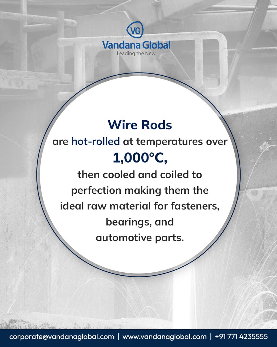 GlobalVandana's tweet image. From over 1000°C of heat to precision in every coil — our wire rods are forged for strength, quality, and reliability. 

#VandanaGlobal #WireRods #SteelIndustry #HotRolled #PrecisionEngineering #QualitySteel #ManufacturingExcellence #IndustrialStrength #steelsolutions