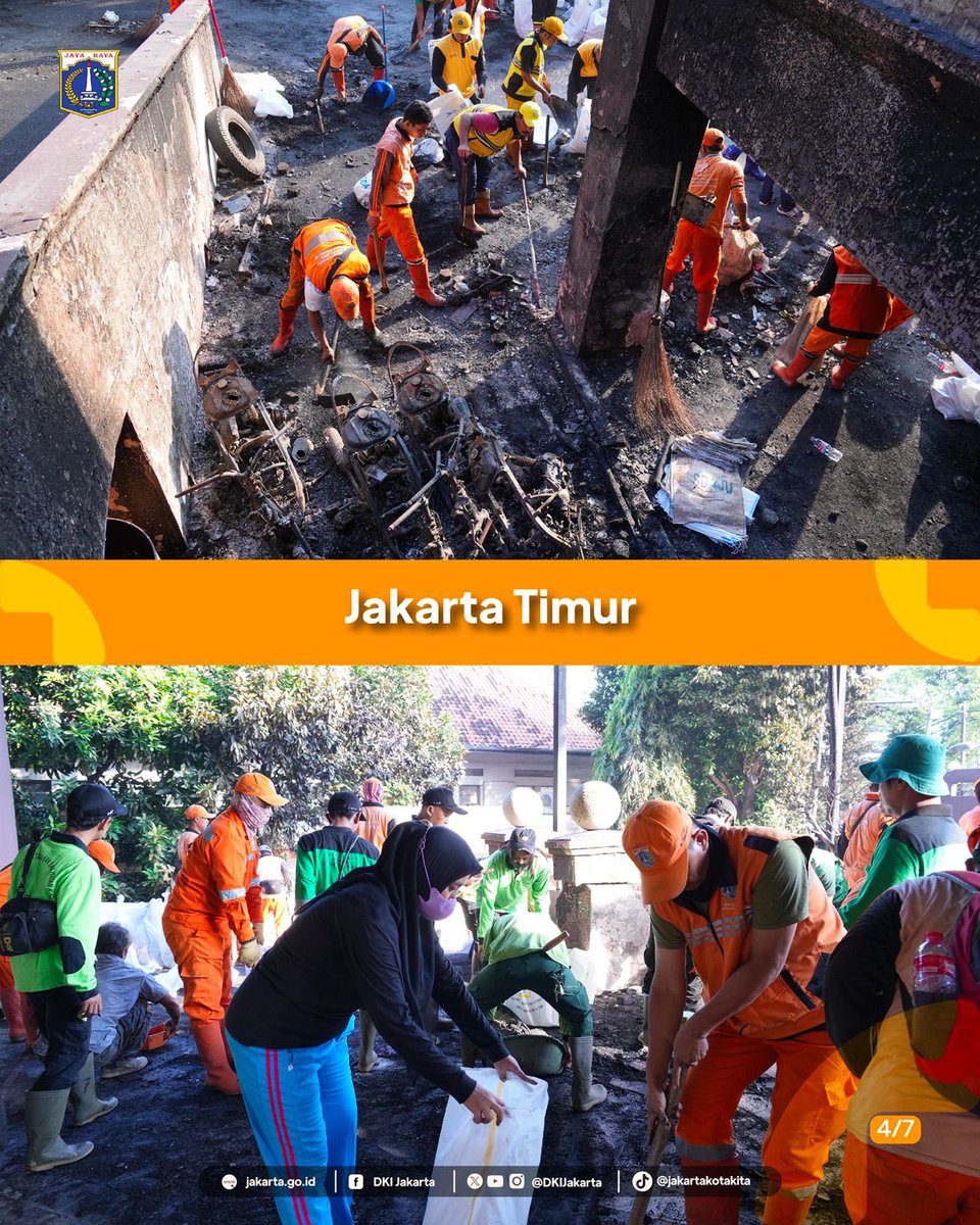 Pemprov DKI Jakarta bergerak cepat #JagaJakarta melalui kerja bakti massal untuk pembersihan dan penataan kembali fasilitas umum pascaaksi massa yang terjadi pada Sabtu malam (30/8).

Gerakan ini didukung Pasukan Pelangi dari berbagai Organisasi Perangkat Daerah (OPD). Pasukan