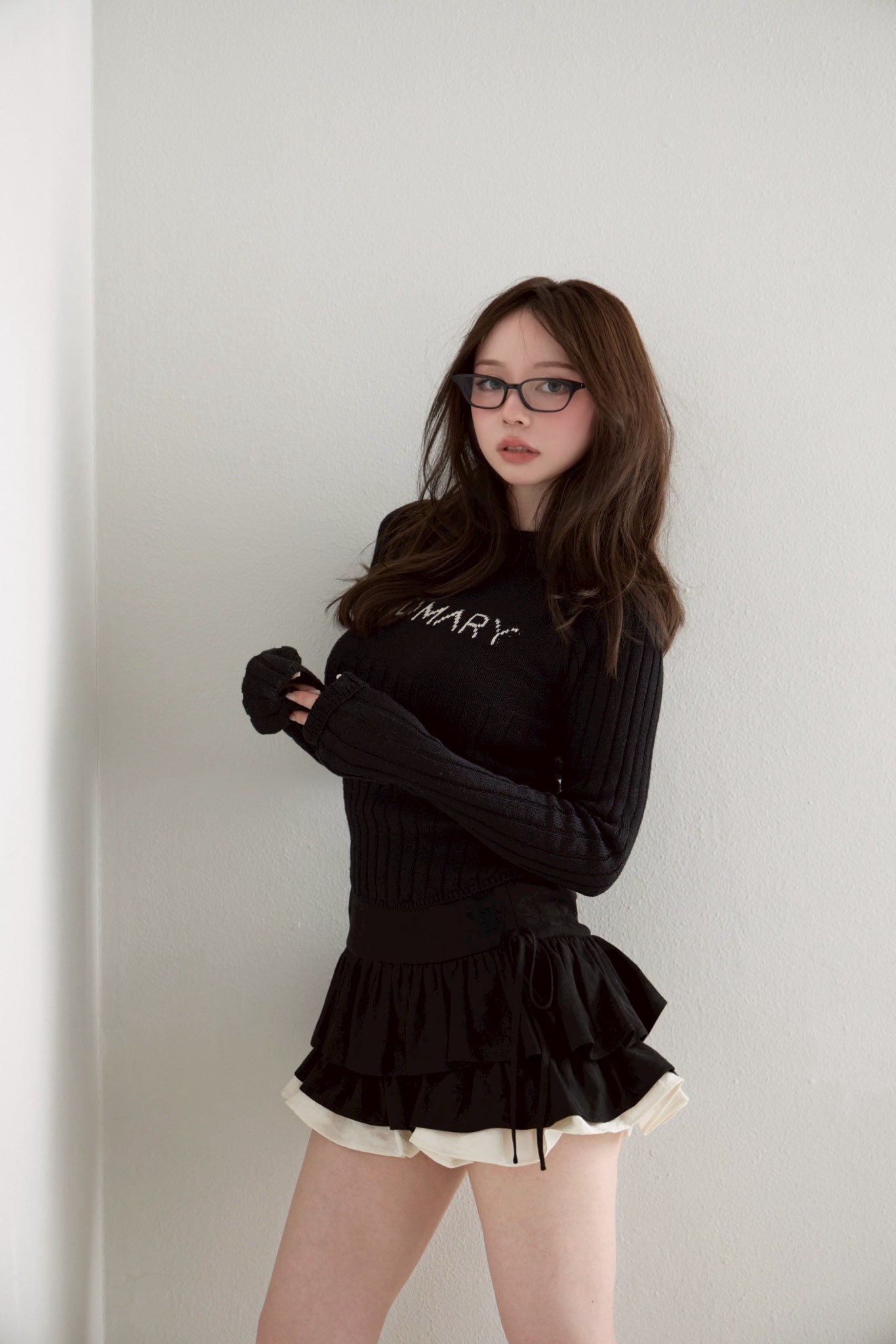 スカート Mel gather skirt andmary black s andmary Mel gather skirt black