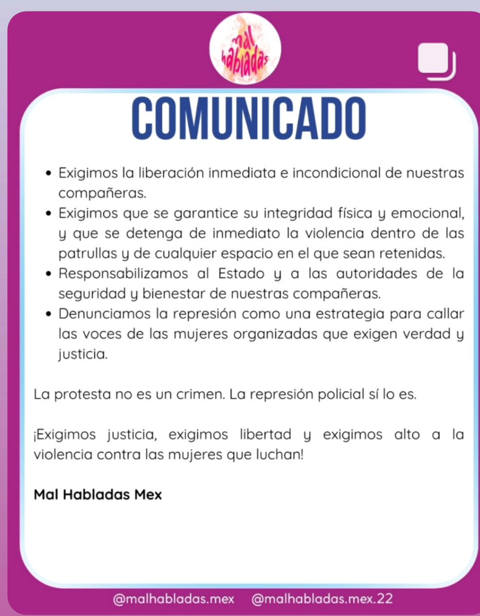 OlimpiaCMujer's tweet photo. ¡Liberación ya de nuestras compañeras en #Puebla!
Las vías de comunucación directa serán a través las colectivas de "Mal habladas Voces Revolucionarias y Morras Sororas". 
Aún no tenemos información del seguimiento jurídico. Familiares y compañeras se encuentran en FGR. https://t.co/43f89YXabX