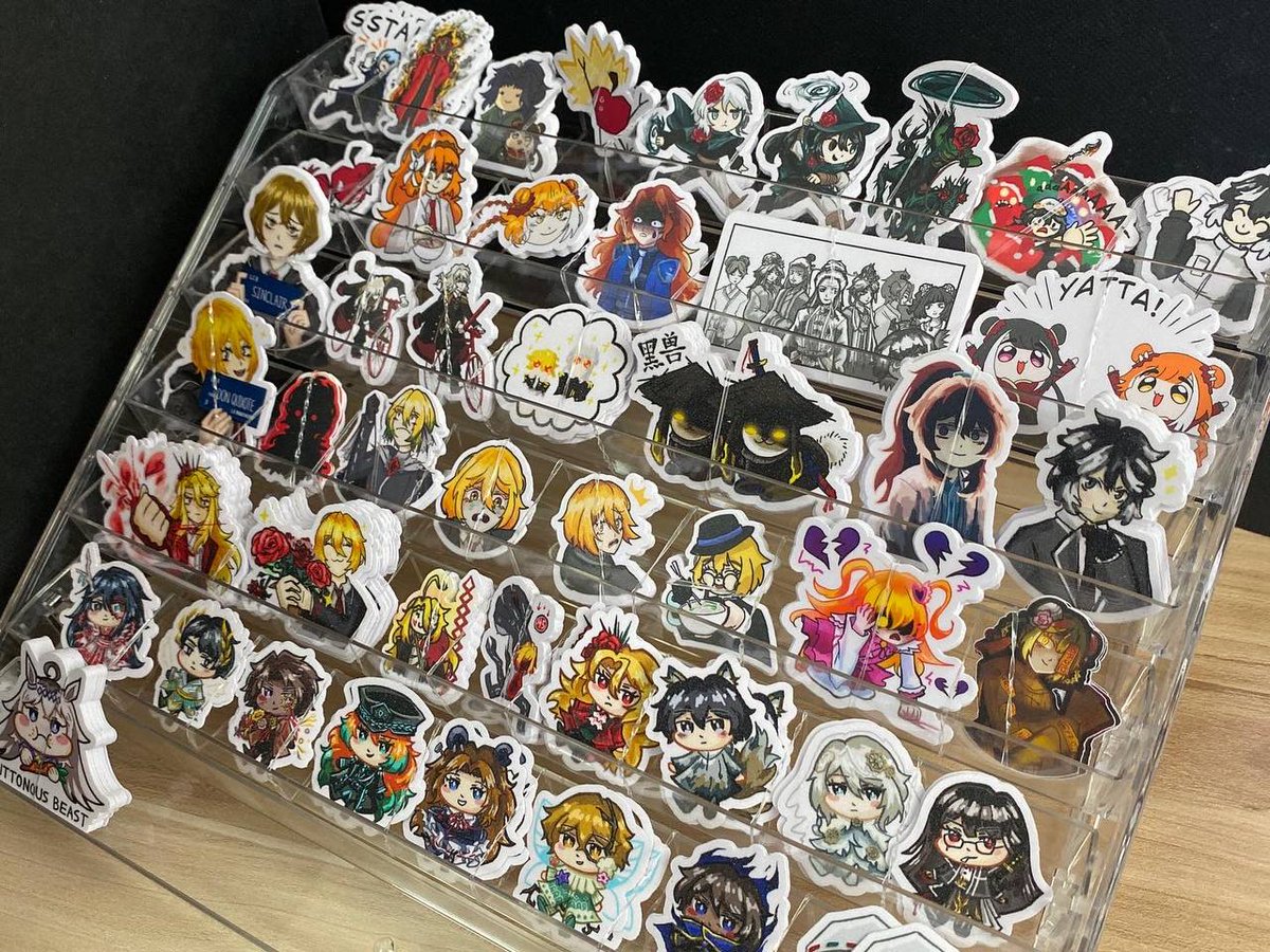 sticker mock display setup for fandom art fiesta!!!! look at all these lil guys. its been a fun year of aggressive memeing 

+ one stray oguri cap

#Limbus_Company #limbuscompany