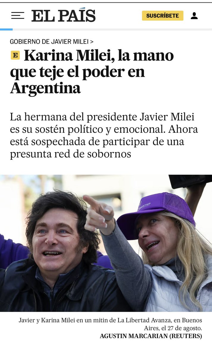Coimas en la Agencia de Discapacidad. 
Diario El País España 🇪🇸 
Nota principal del domingo en internacionales. 

elpais.com/argentina/2025…
