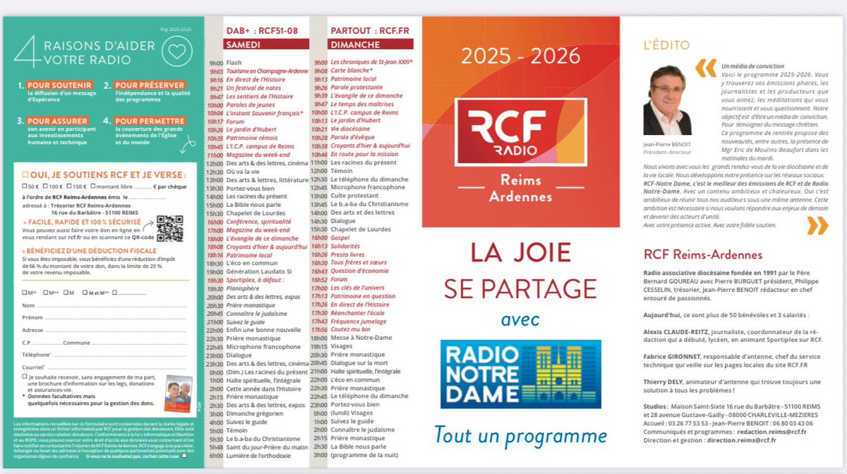 📻 RCF Reims-Ardennes 🎧📲💻 (@rcfra) on Twitter photo Demain, lundi 1er septembre, <a href="/RCFRA/">📻 RCF Reims-Ardennes 🎧📲💻</a> fait sa rentrée ! Découvrez dès maintenant la grille de programmes avec vos émissions phares et les nouveautés pour cette nouvelle saison 👀
#LaJoieSePartage 😃 Demain, lundi 1er septembre, <a href="/RCFRA/">📻 RCF Reims-Ardennes 🎧📲💻</a> fait sa rentrée ! Découvrez dès maintenant la grille de programmes avec vos émissions phares et les nouveautés pour cette nouvelle saison 👀
#LaJoieSePartage 😃