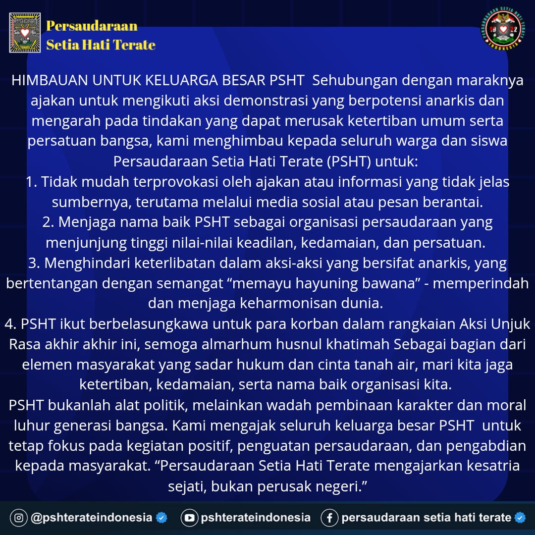 pshterateindo's tweet photo. HIMBAUAN UNTUK KELUARGA BESAR #psht #pencaksilat https://t.co/Xxd6ilcbk5