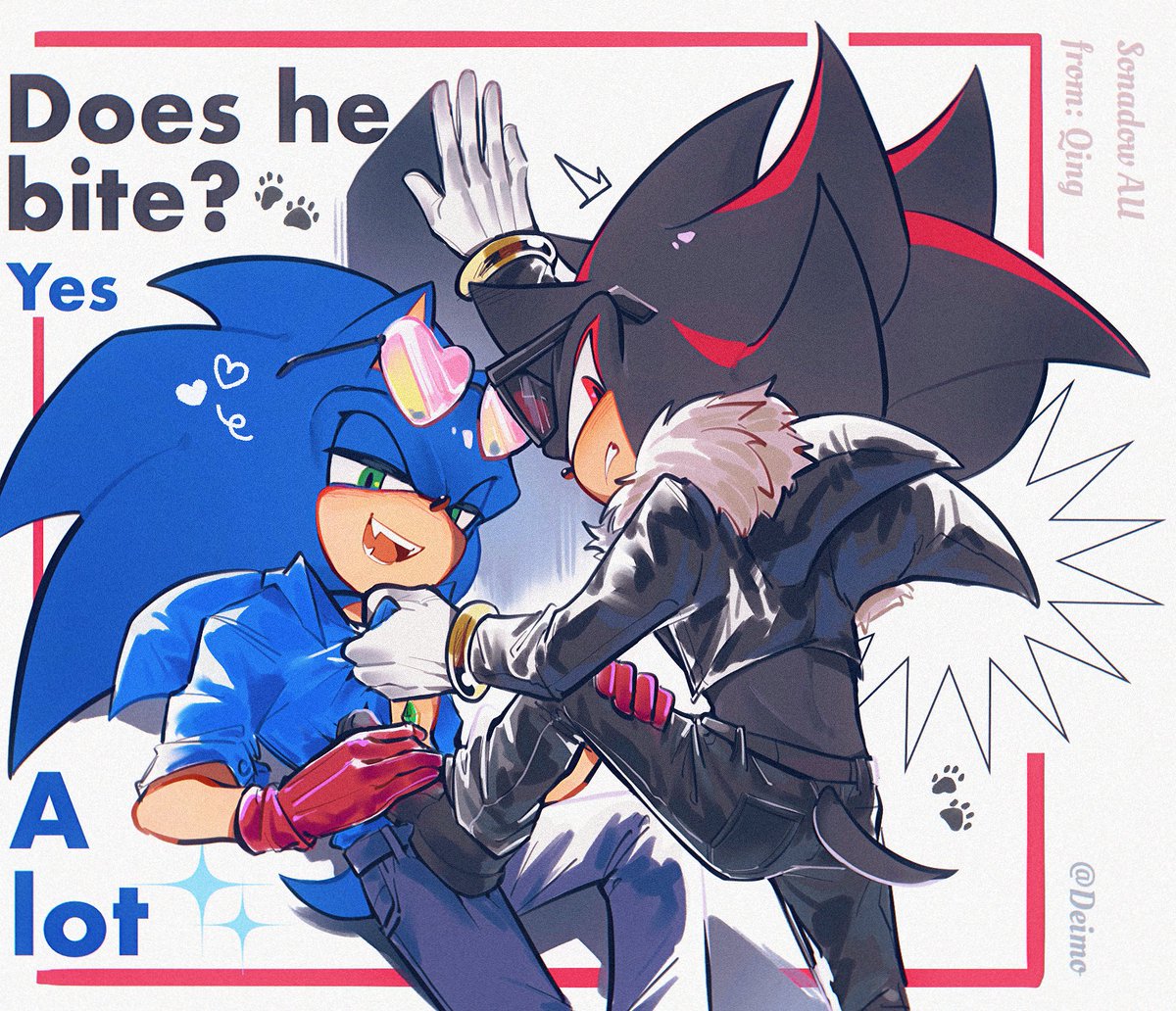 【SonadowMultiverse/DLC】

Bad kitty, bad dog. 💙🖤

※AU belongs to <a href="/qingwuwuwu/">清堰</a> 

#SonadowMultiverse 
#Sonadow #SonadowAU #ソニシャ