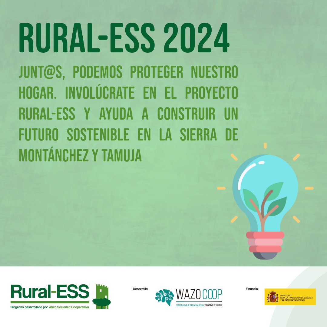 👐 "Junt@s, podemos proteger nuestro hogar". Involúcrate en el proyecto Rural-ESS y ayuda a construir un futuro sostenible en la Sierra de Montánchez y Tamuja. #RuralESS