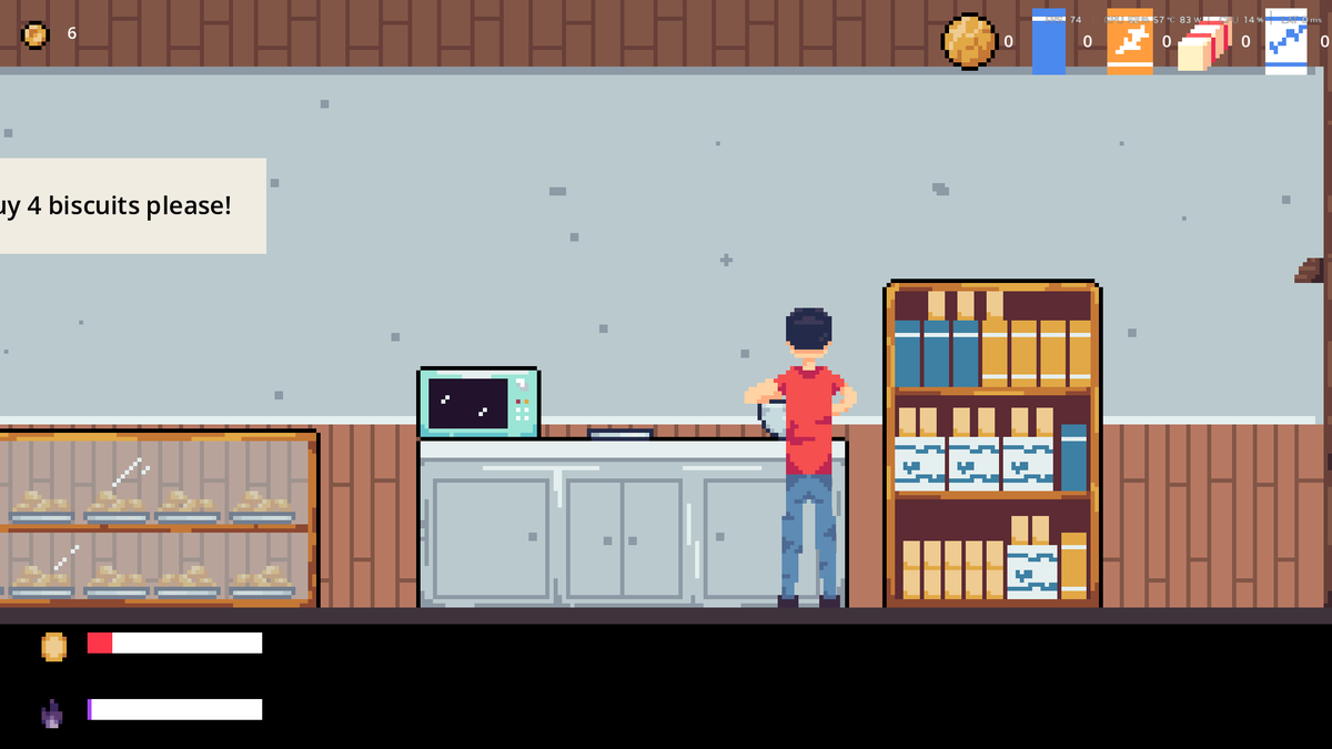 PikCelAlien's tweet photo. just uploaded my submission to the brackey's game jam:
Name : Feed the Demon
 you are in debt with demon. feed the demon to reduce debt or risk your life to sell biscuit to gain money
try out in the itchio. game is in early prototype
https://t.co/3GhGOs1Xud
#pixelart #gamedev https://t.co/I034xQo82y