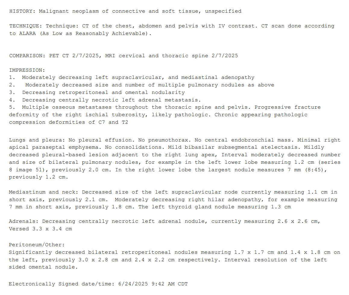 NEW ARTICLE: IVERMECTIN, FENBENDAZOLE and MEBENDAZOLE Testimonial - 61 year old Texas woman with 2 cancers: Sarcoma of arm metastatic to adrenal, and Neuroendocrine Cancer of the Lung reports after 3 months

Both are difficult cancers that Oncologists have almost zero success