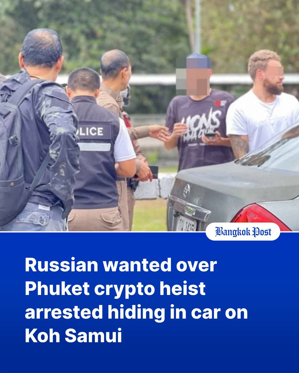 Thai police have arrested a 26-year-old Russian man wanted in connection  with a violent robbery in Phuket, after finding him hiding in the back seat  of a car on Koh Samui. Listen