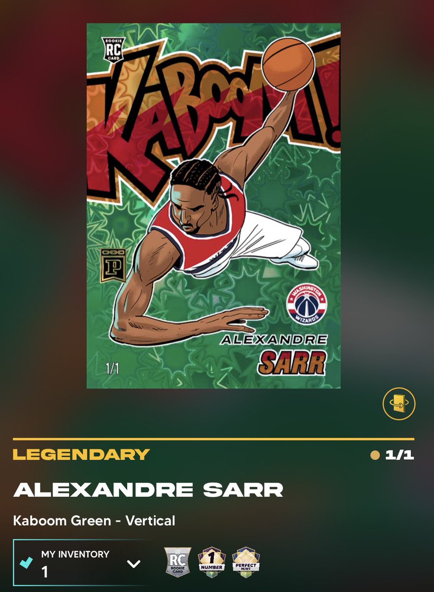 Alex Sarr 1/1 RC Kaboom Green!