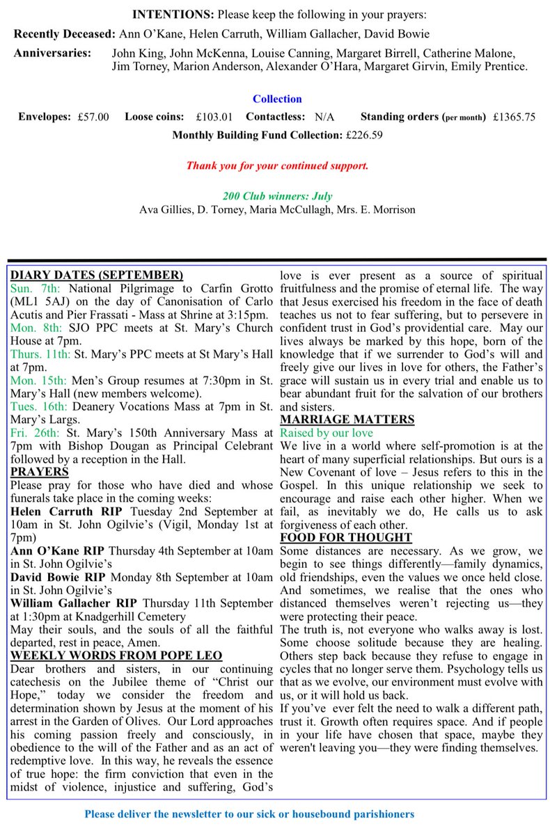 Our weekend bulletins for the 22nd Sunday in ordinary time.