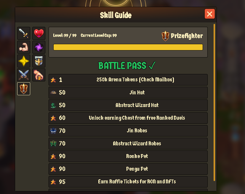 Congratulations to <a href="/paigetagana/">Jasieeeeeee</a> (MOB-Jasieeeeee)
for achieving level 99 Prizefighter in <a href="/playdegenarena/">Duel Arena</a> 
🫡🔥