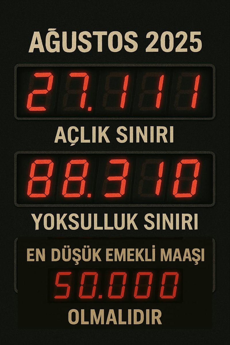 Aclikta Nirvanayi 
Zorlayan Emekli Hemen 
Seçim İSTİYOR !!!

<a href="/Akparti/">AK Parti</a> <a href="/MHP_Bilgi/">MHP</a>
<a href="/RTErdogan/">Recep Tayyip Erdoğan</a> <a href="/dbdevletbahceli/">Devlet Bahçeli</a>
<a href="/avabdullahguler/">Abdullah Güler</a> <a href="/_cevdetyilmaz/">Cevdet Yılmaz</a>
#EmekliyimSandıkGelsin
#5000KısmiyeAdaletSandıkta