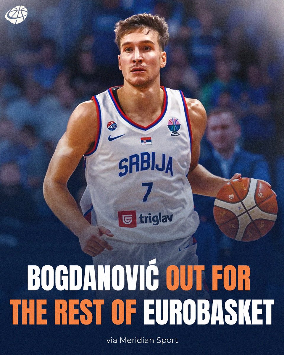 😢 Bad news are coming from Riga as 🇷🇸 Serbia must continue without Bogdan Bogdanovic, who is allegedly ruled out for the rest of EuroBasket. ❌

Read more 👇
basketballsphere.com/en/bogdan-bogd…