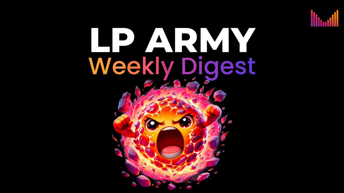 불타는 애니메이션 캐릭터가 있는 LP Army 주간 다이제스트 배너