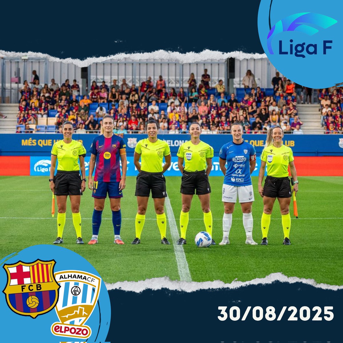 <a href="/LigaF_oficial/">Liga F</a> <a href="/FCBfemeni/">FC Barcelona Femení</a> <a href="/AlhamaElPozo/">Alhama ElPozo</a> <a href="/CTARFEF/">CTA</a> <a href="/futgal/">RFGF</a> <a href="/FutFemRFEF/">FutFem RFEF</a> <a href="/iriarg1/">iriarosendo</a> 📸 30 de agosto:
🔴 <a href="/FCBfemeni/">FC Barcelona Femení</a> 
🔵 <a href="/AlhamaElPozo/">Alhama ElPozo</a> 

#arbitrajeRFEF | <a href="/CTARFEF/">CTA</a>