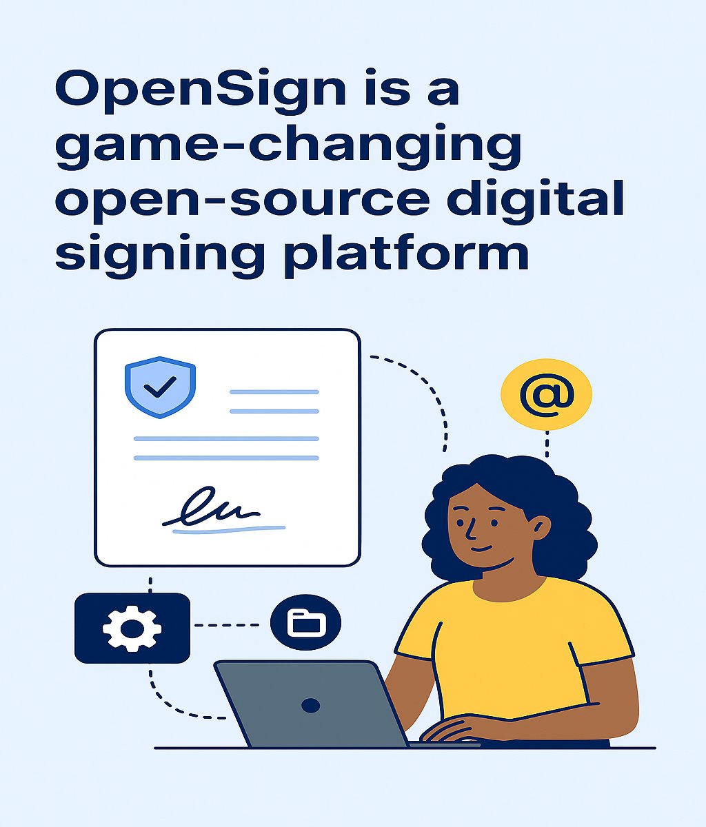 🌍 OpenSign is a game-changing open-source digital signing platform ✍️✨

✅ Free unlimited document signing
✅ Unlimited custom templates
✅ Custom email + storage
✅ Powerful APIs to build your own platform
✅ Free self-hosting option

#OpenSign #eSignature #OpenSource