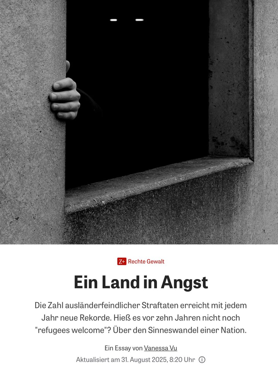 Lesenswerter Beitrag, weil gute Beschreibung über den "Sinneswandel einer Nation" mit Fakten, auch wenn die scheinbar niemand mehr interessieren... zeit.de/gesellschaft/2… #Rechtsextrem #Angst