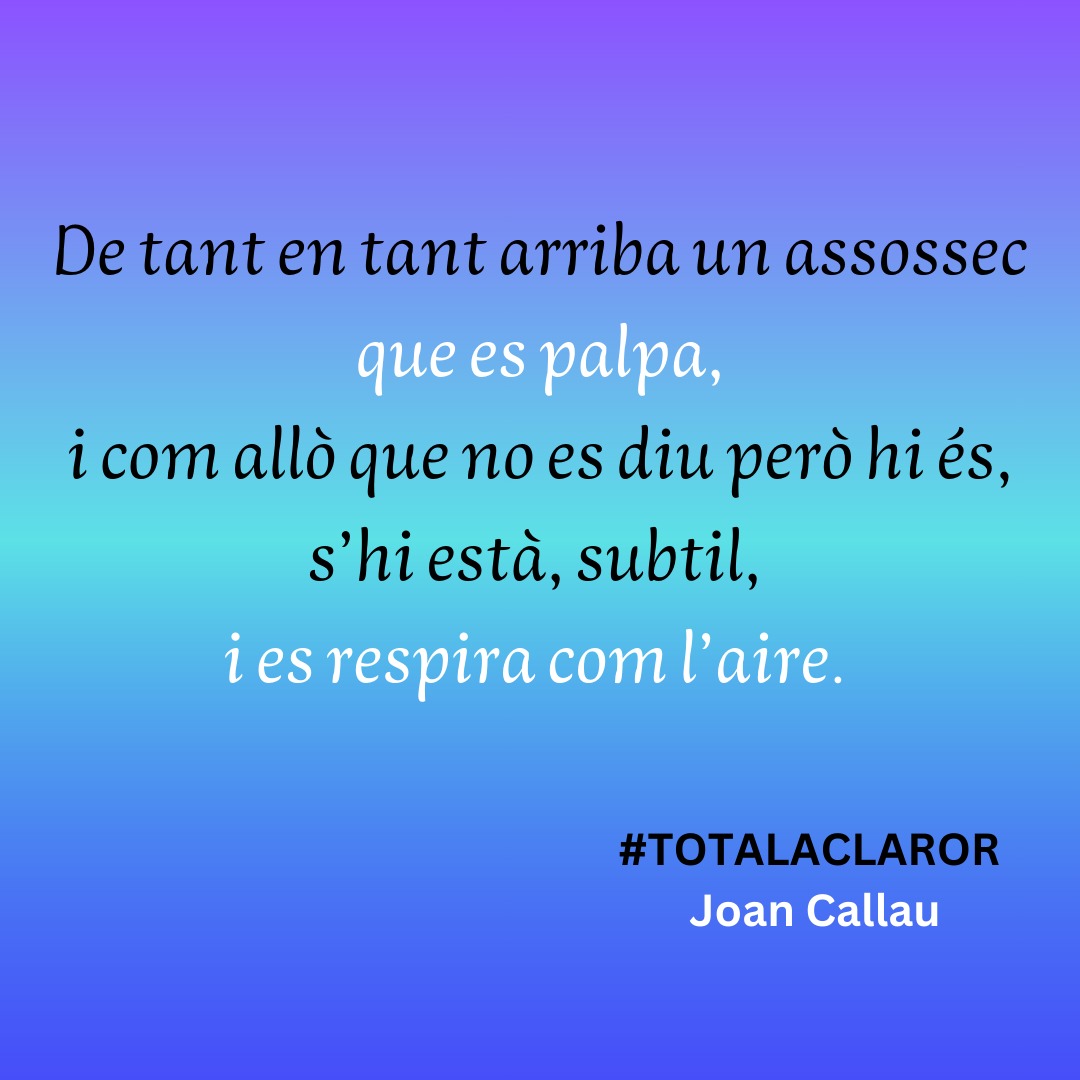 Joan Callau (@joan_callau) on Twitter photo 🔎
instagram.com/p/DOAzq_9gqNO/…
#TOTALACLAROR
📖 <a href="/OnadaEdicions/">Onada Edicions</a>
🔗 linktr.ee/jc_llibres
#poesia
#piulempoesia
#sompoesia
#versos #poemes
#poemari
#escriviure
#poesiaencatalà
. 🔎
instagram.com/p/DOAzq_9gqNO/…
#TOTALACLAROR
📖 <a href="/OnadaEdicions/">Onada Edicions</a>
🔗 linktr.ee/jc_llibres
#poesia
#piulempoesia
#sompoesia
#versos #poemes
#poemari
#escriviure
#poesiaencatalà
.