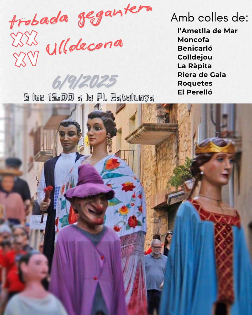 Dissabte <a href="/GegantsMoncofa/">GegantsMoncofa</a> participem en la trobada a #Ulldecona