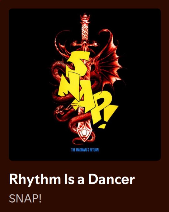 Post any song released in the year 1992.

Rhythm is a Dancer 
SNAP!

open.spotify.com/track/5uFYYOyT…