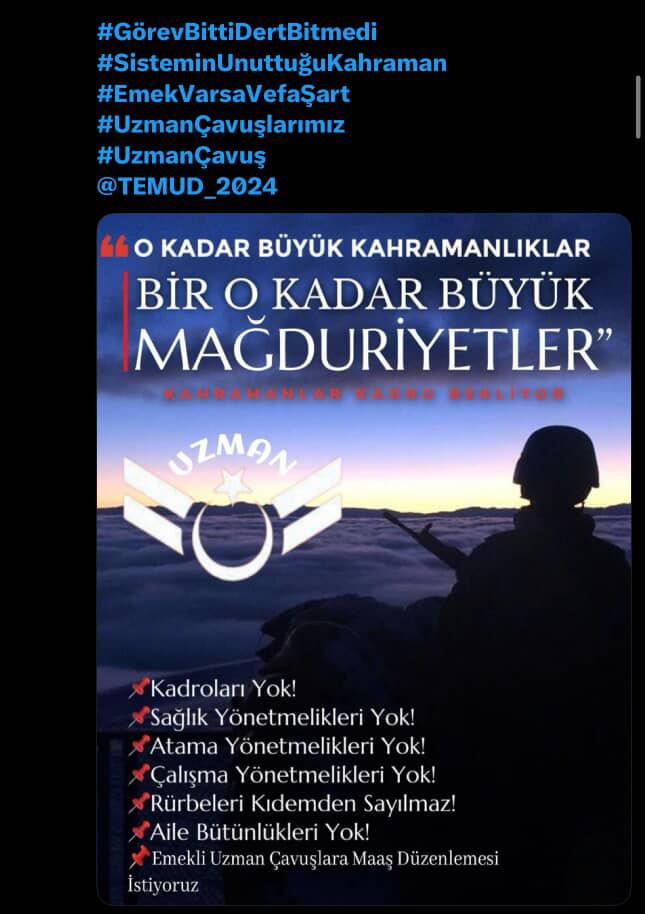 o bir dinarlı 0342 (@ms_dinarl) on Twitter photo Para İstemiyoruz
Şöhret olmak istemiyoruz
Grev yapmıyoruz
#YeminleBaşladıSitemleBitti
#VatanİçinGörevHakİçinAdalet
#EmekVarKarşılıkYok
#EmekliUzmanÇavuşlar
#UzmanÇavuşunSesiTEMUD
<a href="/TEMUD_2024/">TEMUD Türkiye Emekli Uzman Erbaşlar Derneği</a> <a href="/alitilkici38/">Ali Tilkici 🇹🇷</a>
#VatanİçinGörevHakİçinAdalet Para İstemiyoruz
Şöhret olmak istemiyoruz
Grev yapmıyoruz
#YeminleBaşladıSitemleBitti
#VatanİçinGörevHakİçinAdalet
#EmekVarKarşılıkYok
#EmekliUzmanÇavuşlar
#UzmanÇavuşunSesiTEMUD
<a href="/TEMUD_2024/">TEMUD Türkiye Emekli Uzman Erbaşlar Derneği</a> <a href="/alitilkici38/">Ali Tilkici 🇹🇷</a>
#VatanİçinGörevHakİçinAdalet