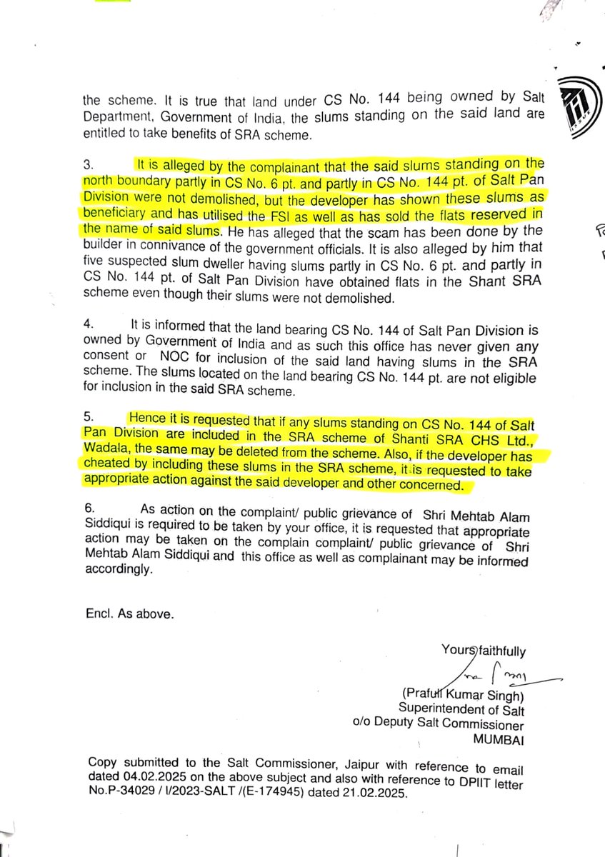 mumbaiissue1's tweet photo. Plot No. 6, Shanti SRA, wherein the developer M.M. Developers has illegally included Salt Pan land in the SRA scheme through falsified surveys, misused FSI selling FSI to K Raheja Corp. on 275 Crores and obtain undue benefits from the Govt. @KRaheja_Corp @PiyushGoyal @CimGOI https://t.co/ckbqoNatmf