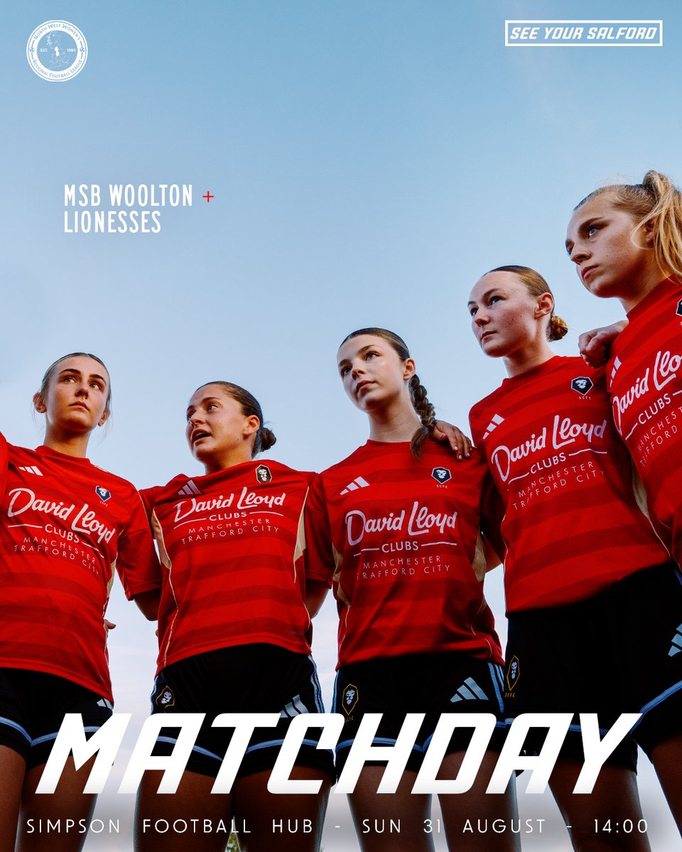 SalfordCityFC's tweet photo. The Lionesses finish off August with a trip to South Liverpool to face MSB Woolton!
📍 Simpson Football Hub, L25 7UJ
🕑 KO 14:00 BST
#MSBSCL https://t.co/VqYbgOkCfU