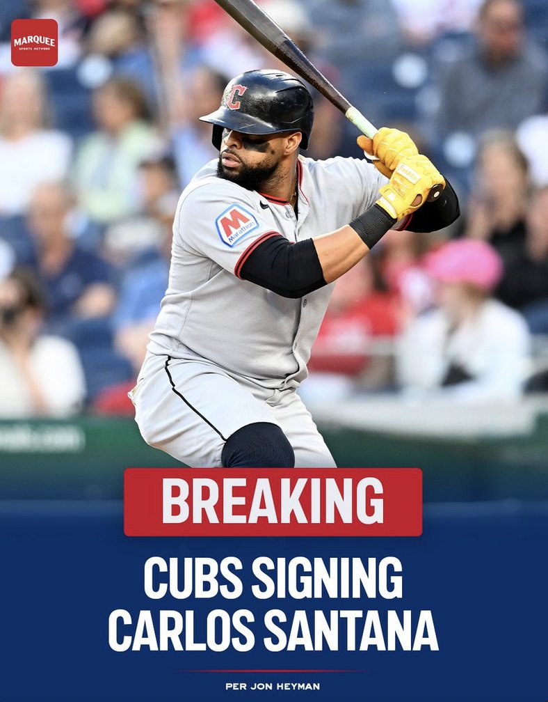BREAKING: Our friend Carlos Santana is now a member of the Chicago Cubs.