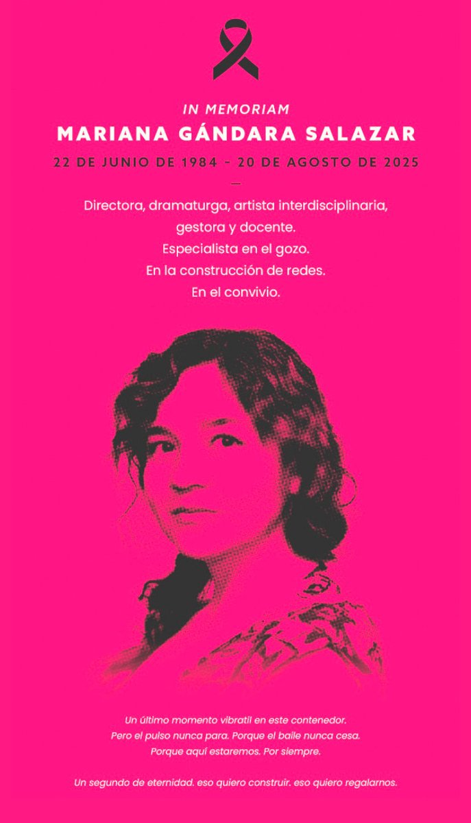 El ⁦<a href="/FestivalFITU/">Festival Internacional de Teatro Universitario</a>⁩ en su edición 2025 estará dedicado a la memoria de nuestra querida Mariana Gándara
👉 teatrounam.com.mx/teatro/fitu32/…