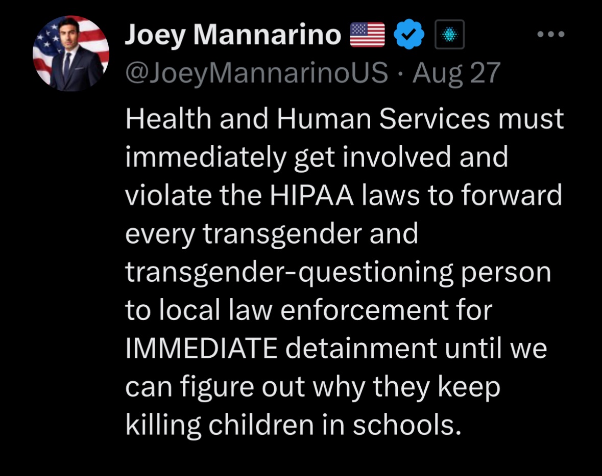 American ‘gender criticals’ are openly advocating rounding up every transgender person and detaining them.

These people are Nazis.