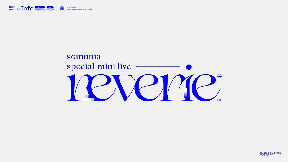 _P3NGU's tweet photo. 【お知らせ】
今回なんと…！

somuniaさんの周年記念配信の配信画面デザイン
YouTube Music Weekend 10.0 somunia - Special Mini Live”reverie”
一部デザインでお手伝いさせていただきました！！

ライブ本当に良かったです…！😭
活動7周年おめでとうございます！！

#somunia7thAnniv https://t.co/BYGbPNRakW