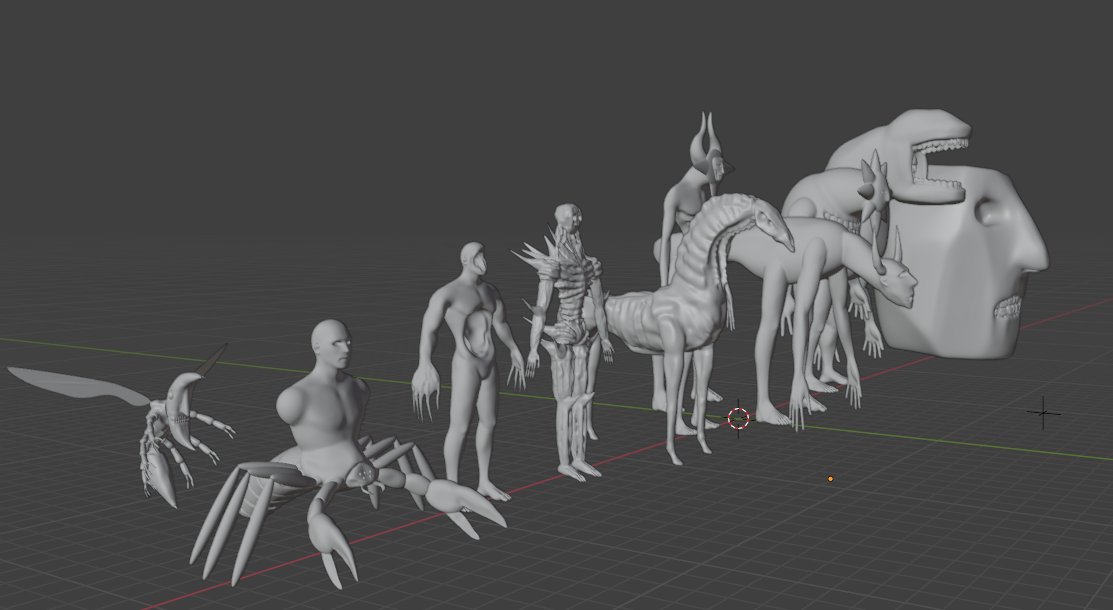 All enemy placeholder models are finally complete.
From here, I’ll move on to animations and game implementation.
Follow for more updates on this horror dungeon project!
#IndieDev #GameDev #HorrorGame #IndieGameDev #MadeWithUnity #Blender3D #3DModeling #MonsterDesign #WIP