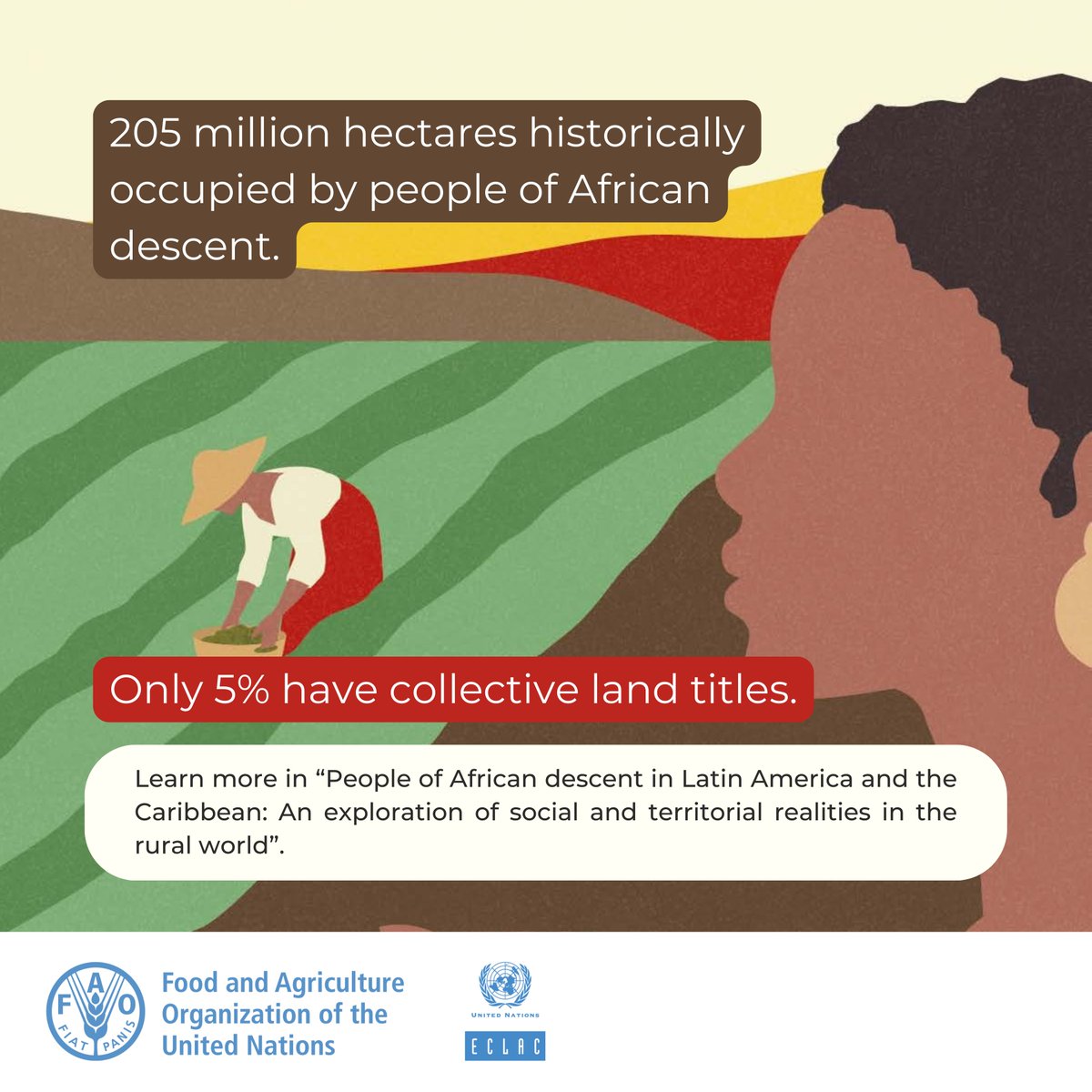 FAOCaribbean's tweet image. The lack of collective land titles for ancestral territories of people of African descent deepens the historical inequalities faced by these communities.

📗New publication by @FAOAmericas and @cepal_onu: evidence needed for political action.

🔗 doi.org/10.4060/cd4853…