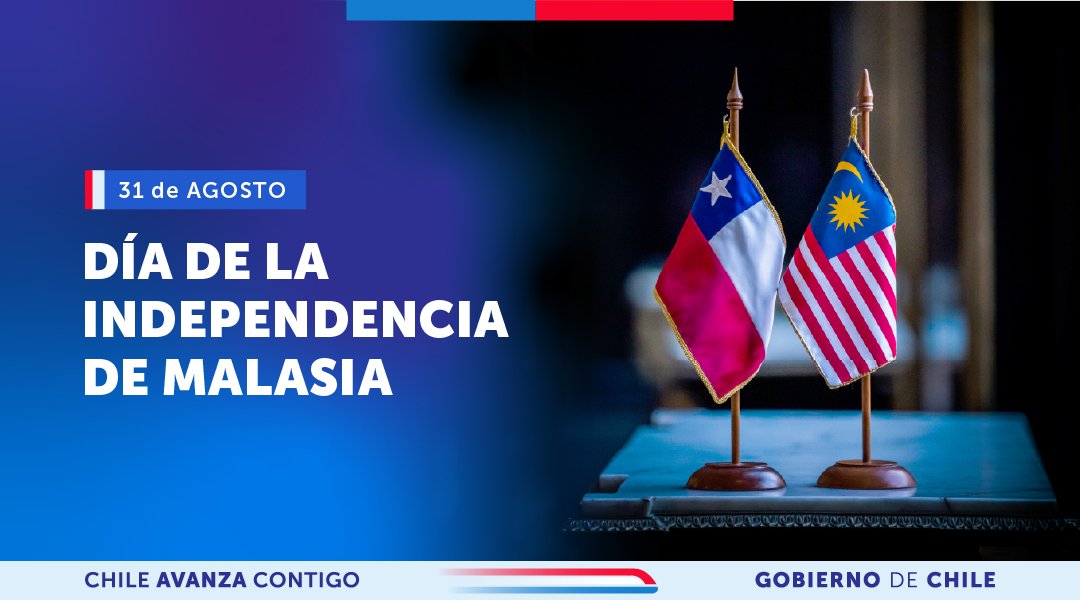 Enviamos un cordial saludo a Malasia, que hoy celebra su Día de la Independencia, conocido como Hari Merdeka.
Compartimos una relación bilateral donde destaca el intercambio comercial y la cooperación para el desarrollo. 🇨🇱🤝🇲🇾