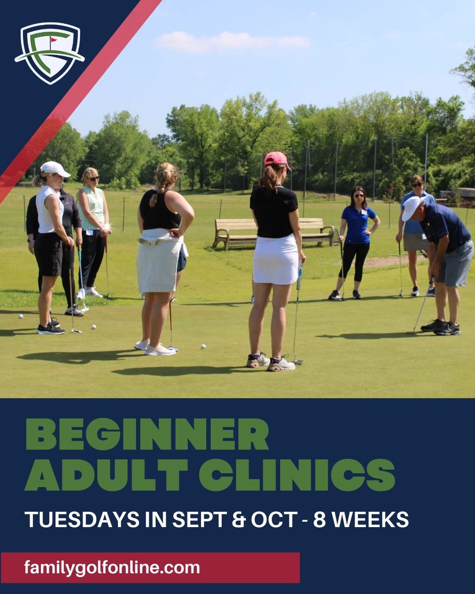 family_golf_ctr's tweet image. Sign up for our Beginner Adult Clinic - Tuesdays in September &amp;amp; October!
In this class, we will be learning the fundamentals of the game of golf. Grip, Aim, Set-up, Alignment, Putting, Chipping and Full Swing. ow.ly/q8mg50WOB2G
#LearnGolf #GolfBeginners #GolfClinics